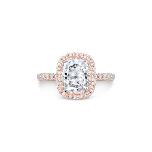 Alyssa Invisible Halo Antique Cushion Lab Diamond Engagement Ring | Saviera Jewels