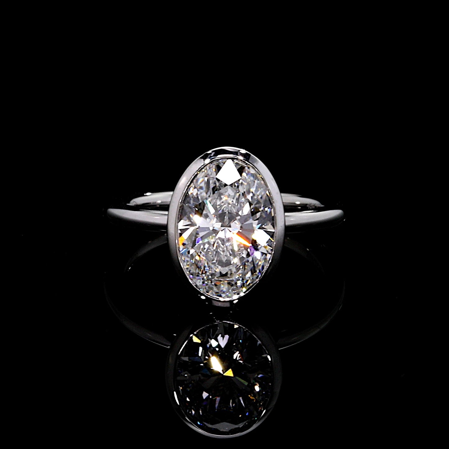 Audrey Oval Cut Bezel Lab Diamond Engagement Ring | Saviera Jewels