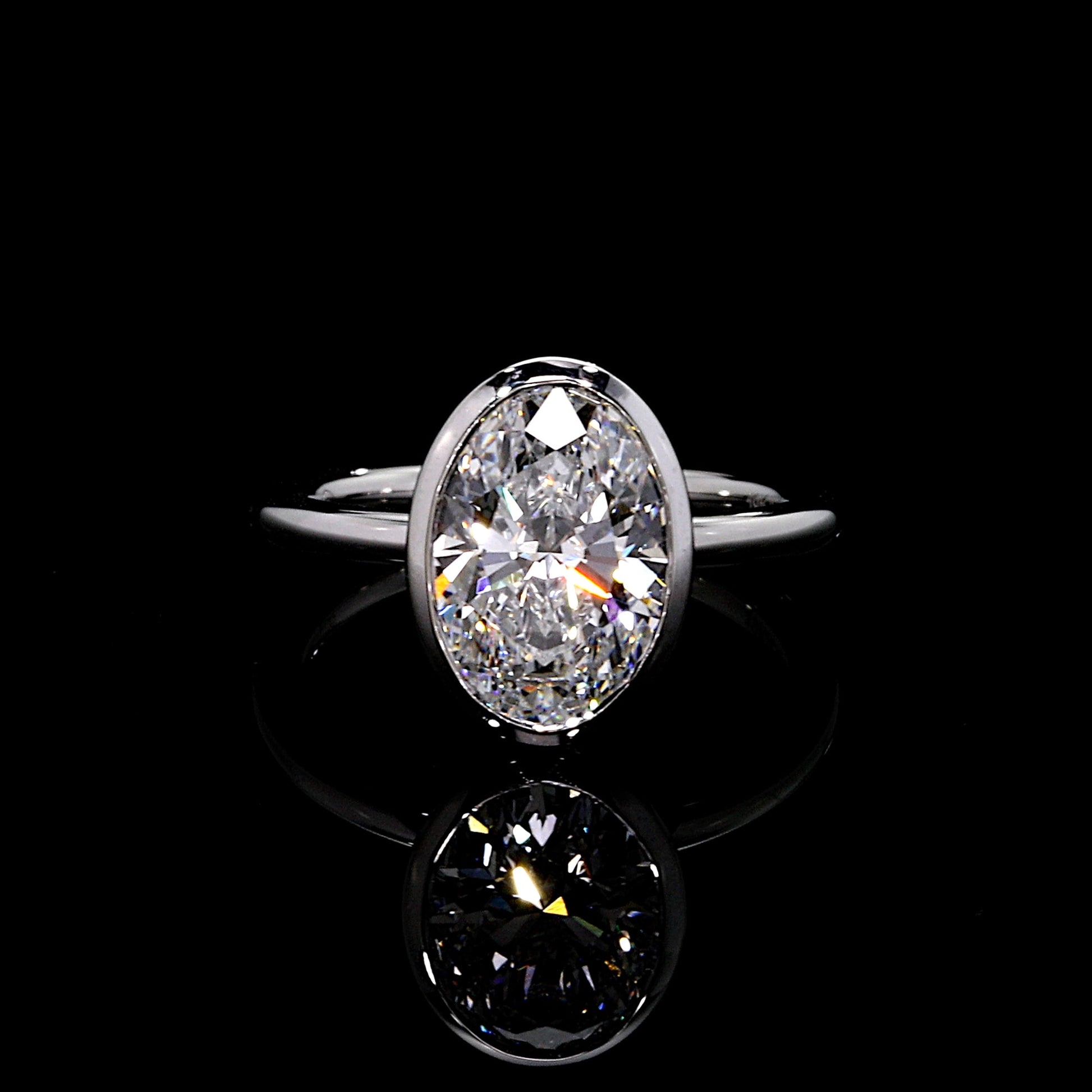 Audrey Oval Cut Bezel Lab Diamond Engagement Ring | Saviera Jewels
