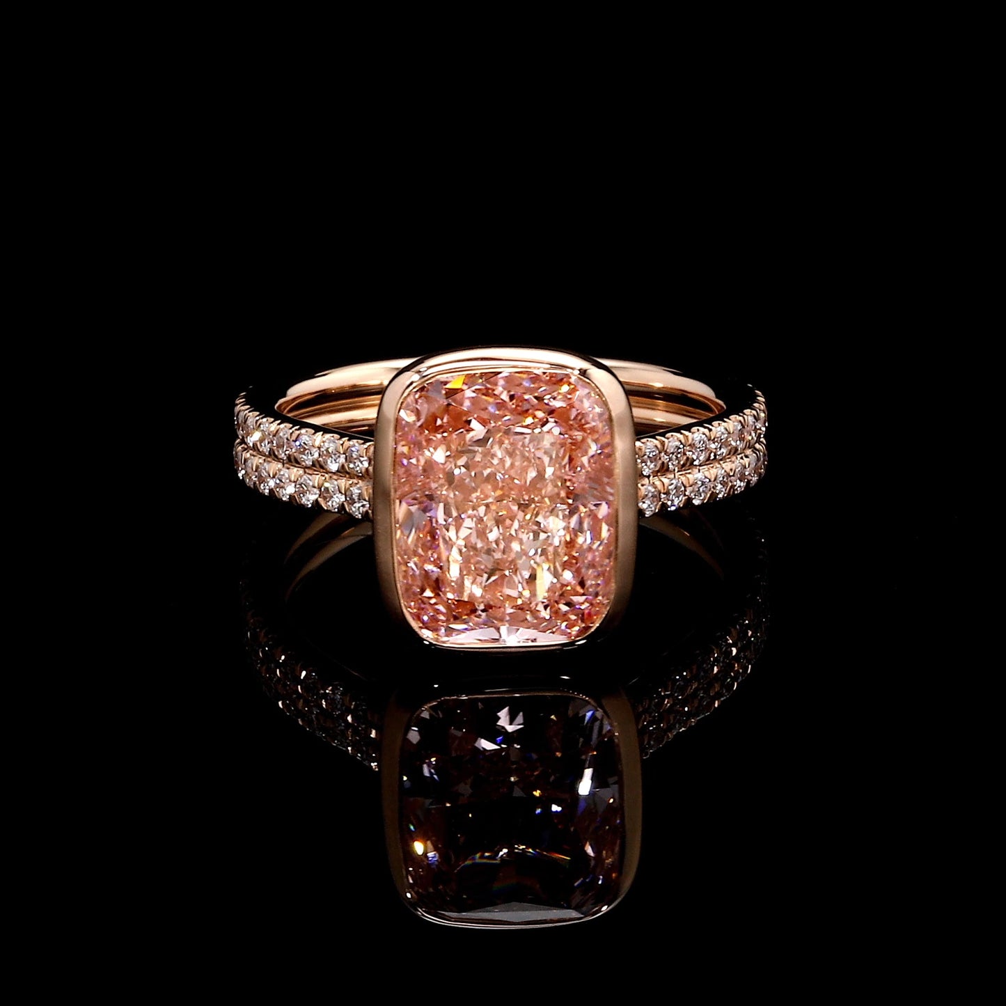 Elle Cushion Dual Bezel Lab Pink Diamond Engagement Ring | Saviera Jewels