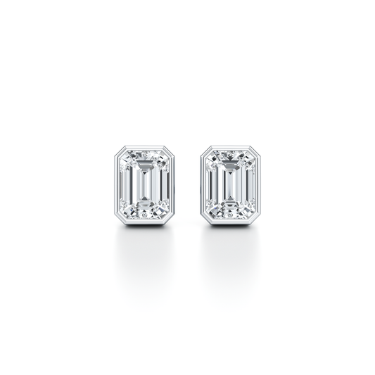 Bezel Set Lab Diamond Emerald Studs | Saviera Jewels