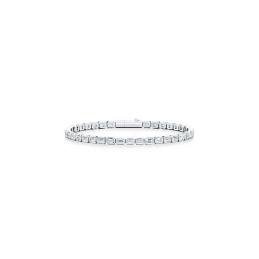 Bezel Set Emerald Lab Diamond Tennis Bracelet | Saviera Jewels