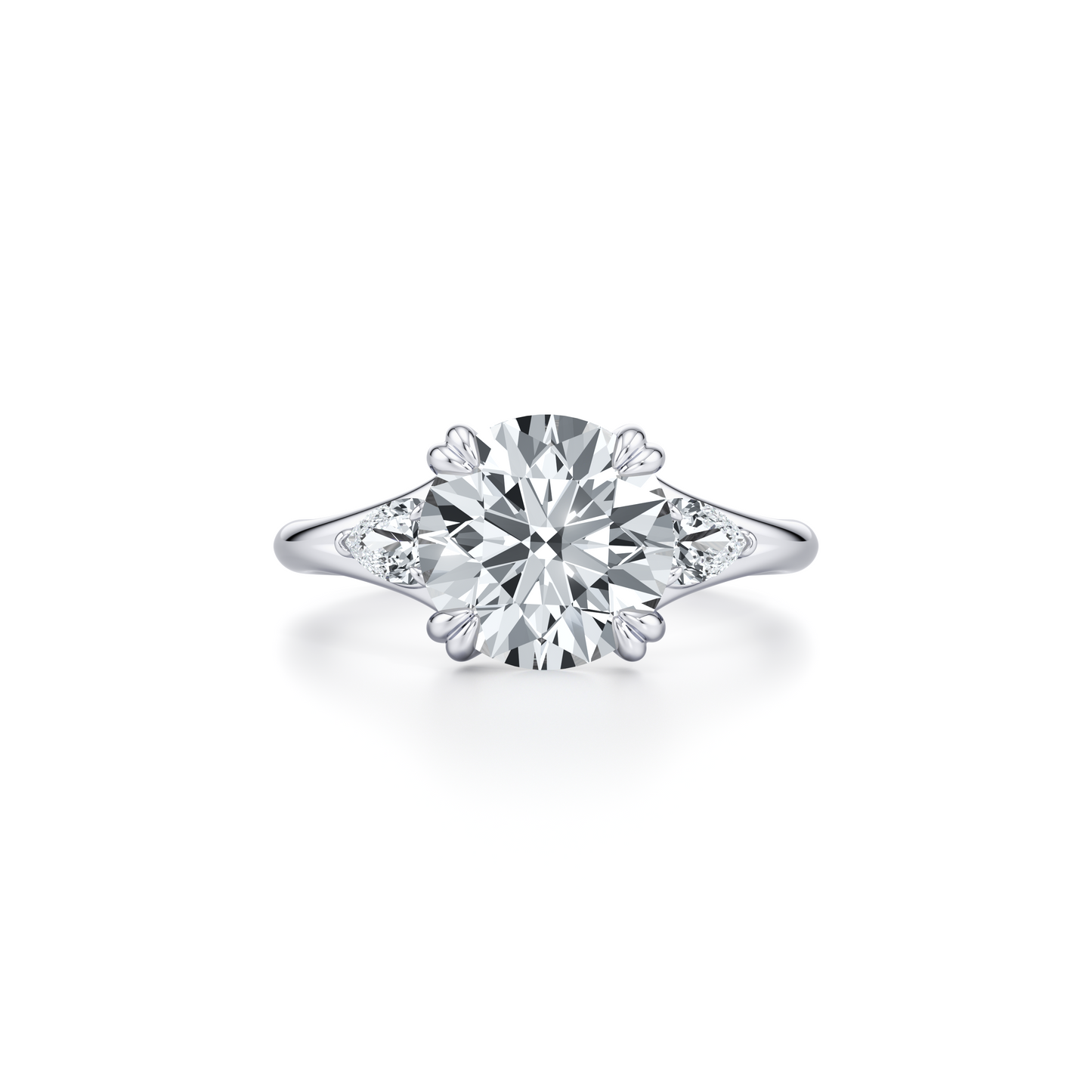 Jane Pear Emerald Three Stone Lab Diamond Engagement Ring | Saviera Jewels
