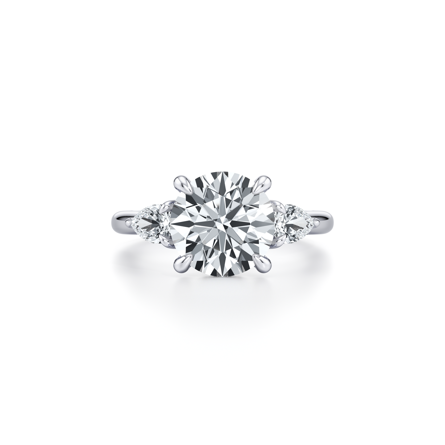 Chelsea Pear Emerald Three Stone Lab Diamond Engagement Ring | Saviera Jewels