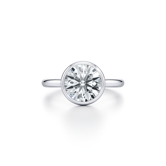 Audrey Bezel Radiant Solitaire Lab Diamond Engagement Ring | Saviera Jewels