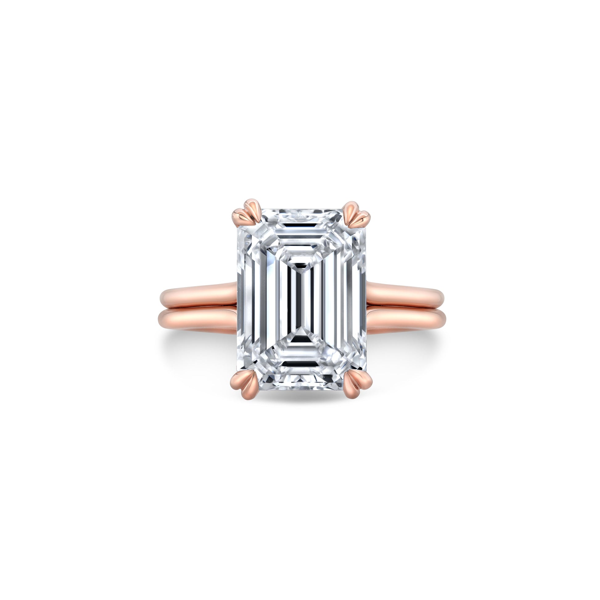 Elle Emerald Cut Solitaire Lab Diamond Engagement Ring - view 4