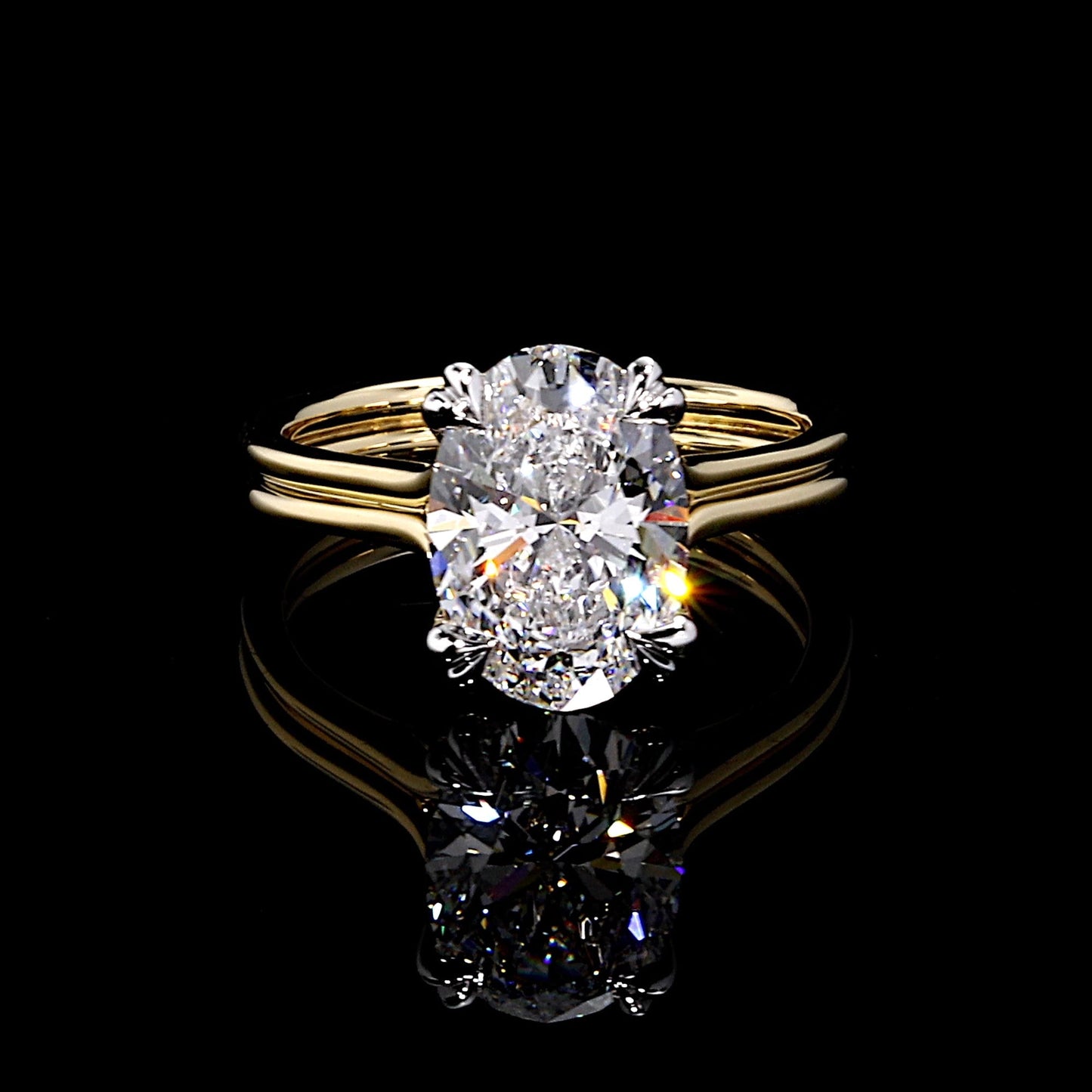 Elle Oval Shape Solitaire Lab Diamond Engagement Ring - view 7