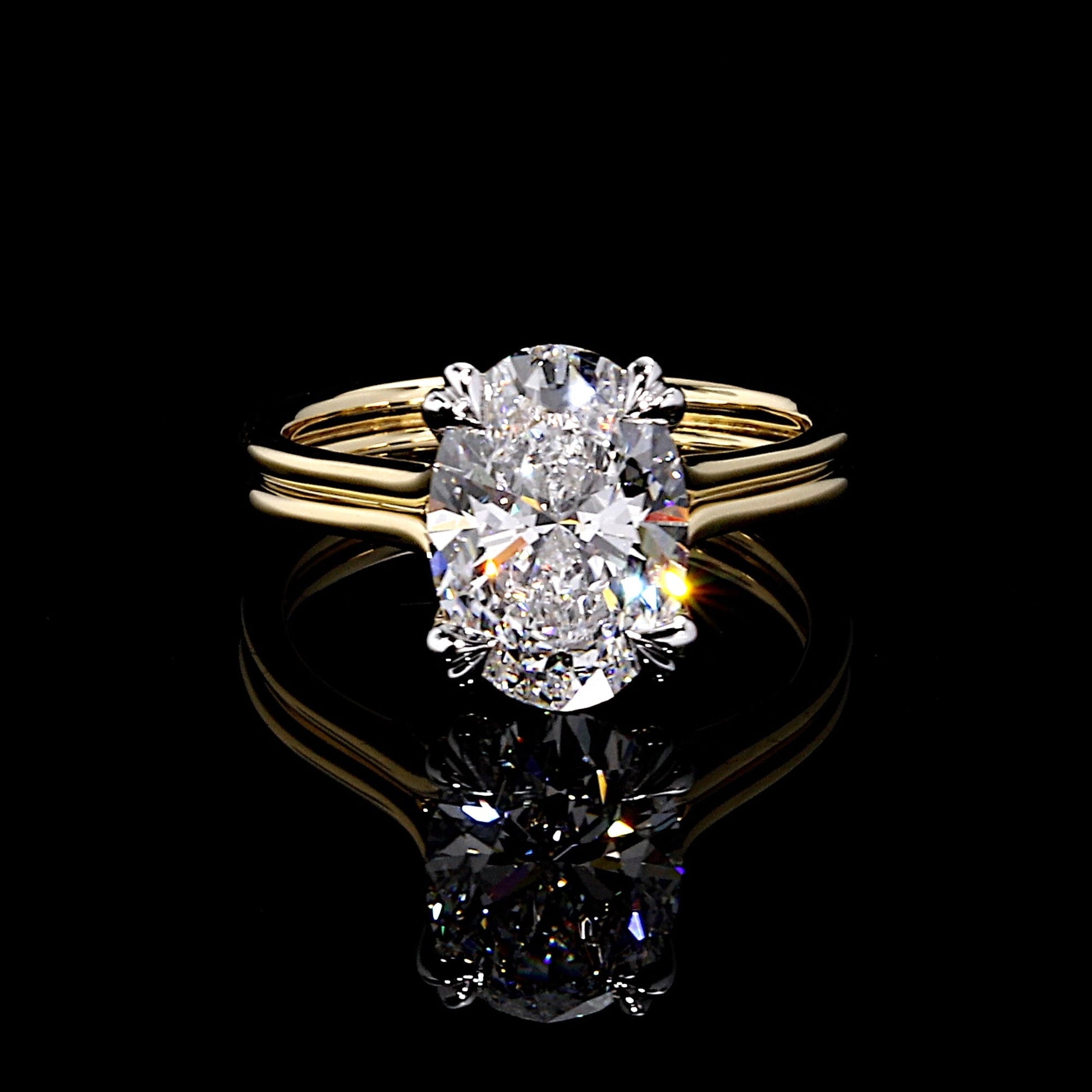 Elle Oval Shape Solitaire Lab Diamond Engagement Ring - view 7