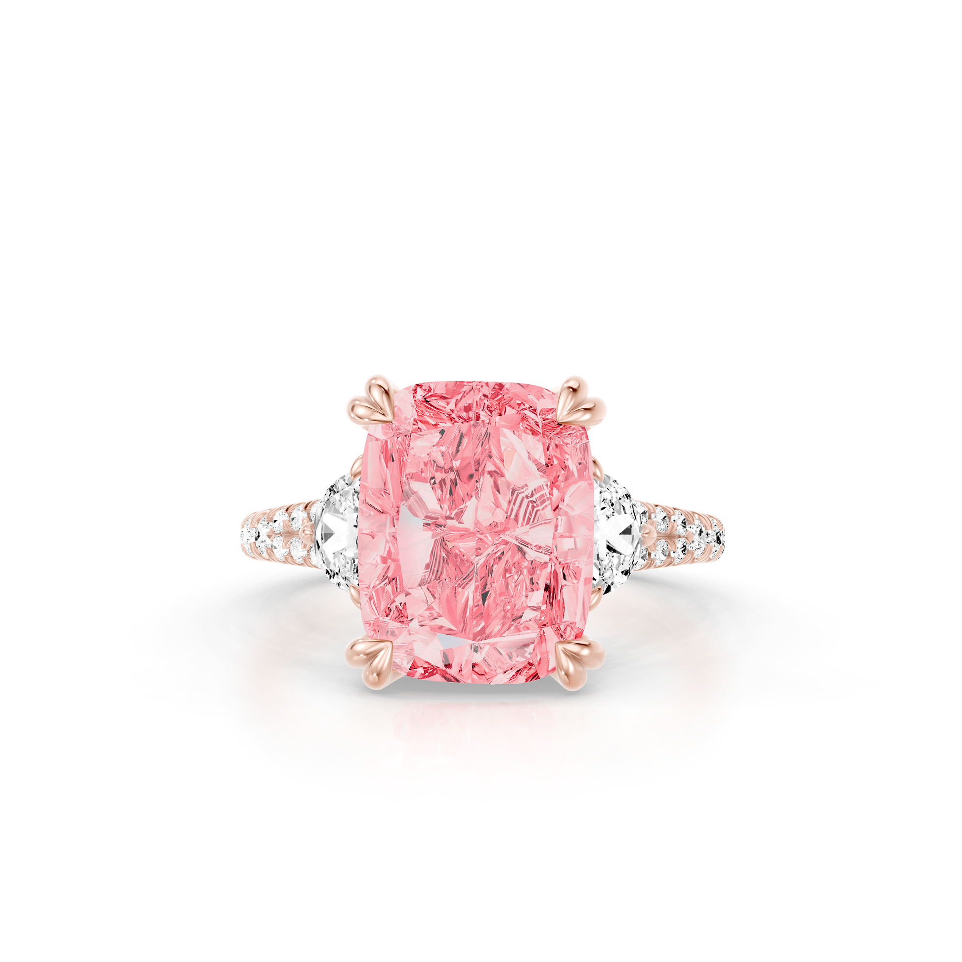 High Jewelry | Jane Cushion Pink Diamond Three Stone Engagement Ring | Saviera Jewels
