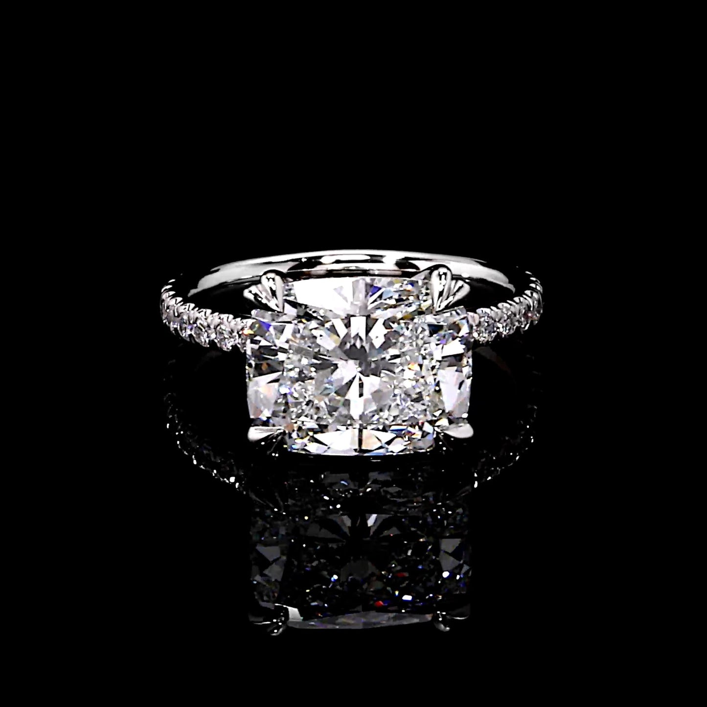 Elle East-West Antique Cushion Solitaire Lab Diamond Engagement Ring | Saviera Jewels