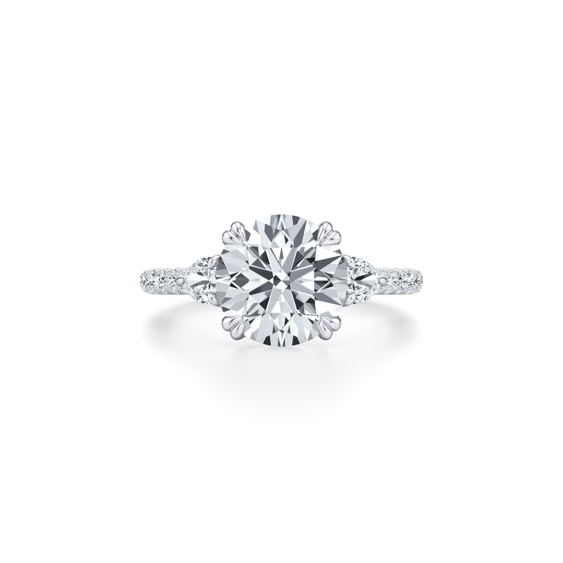 Elle Pear Emerald Three Stone Lab Diamond Engagement Ring | Saviera Jewels