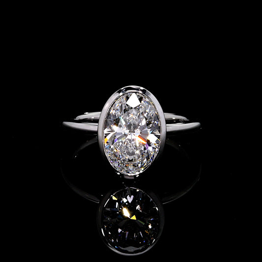 Audrey Oval Cut Bezel Lab Diamond Engagement Ring | Saviera Jewels