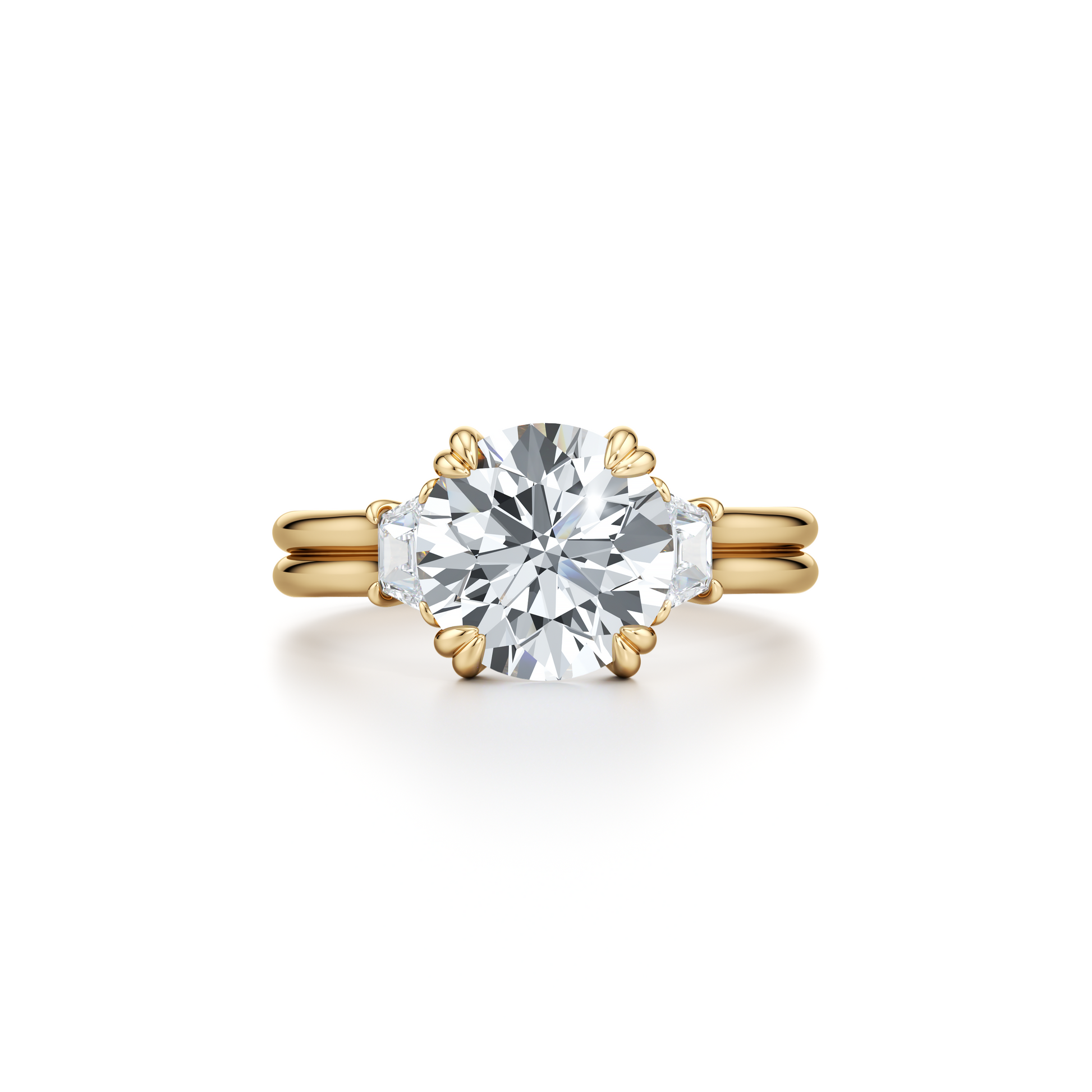 Elle Trapezoid Cushion Three Stone Double Lab Diamond Engagement Ring | Saviera Jewels
