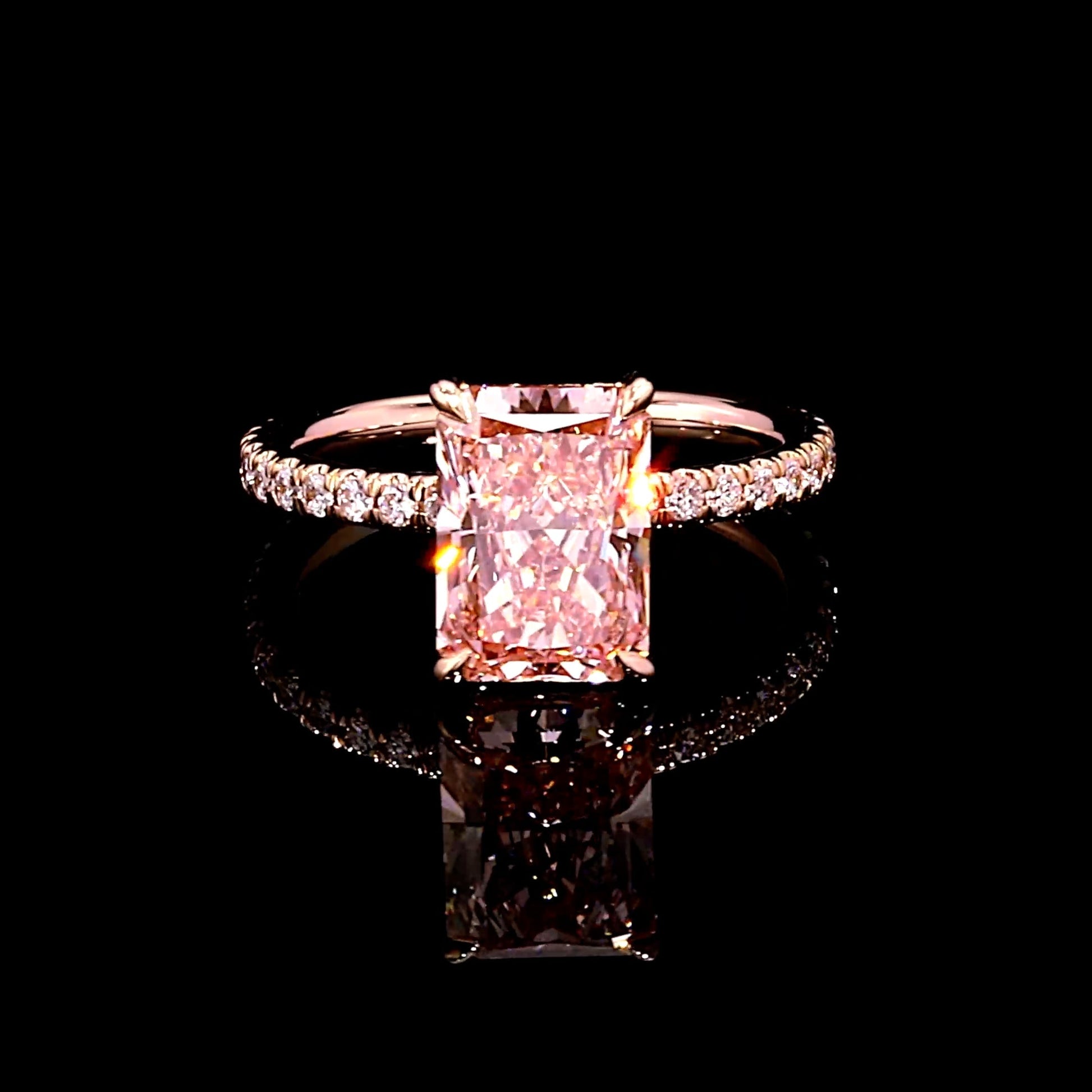 Audrey Radiant Cut Solitaire Lab Pink Diamond Engagement Ring - view 9