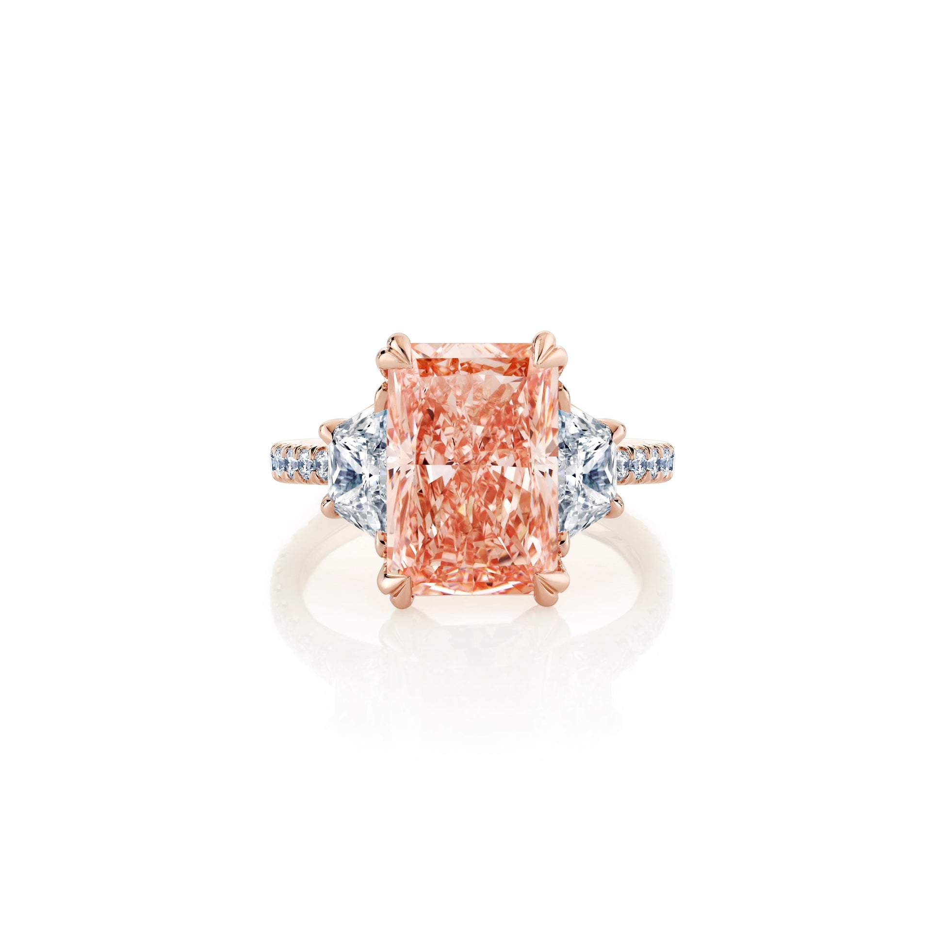 Elle Radiant Three Stone Lab Diamond Engagement Ring | Saviera Jewels