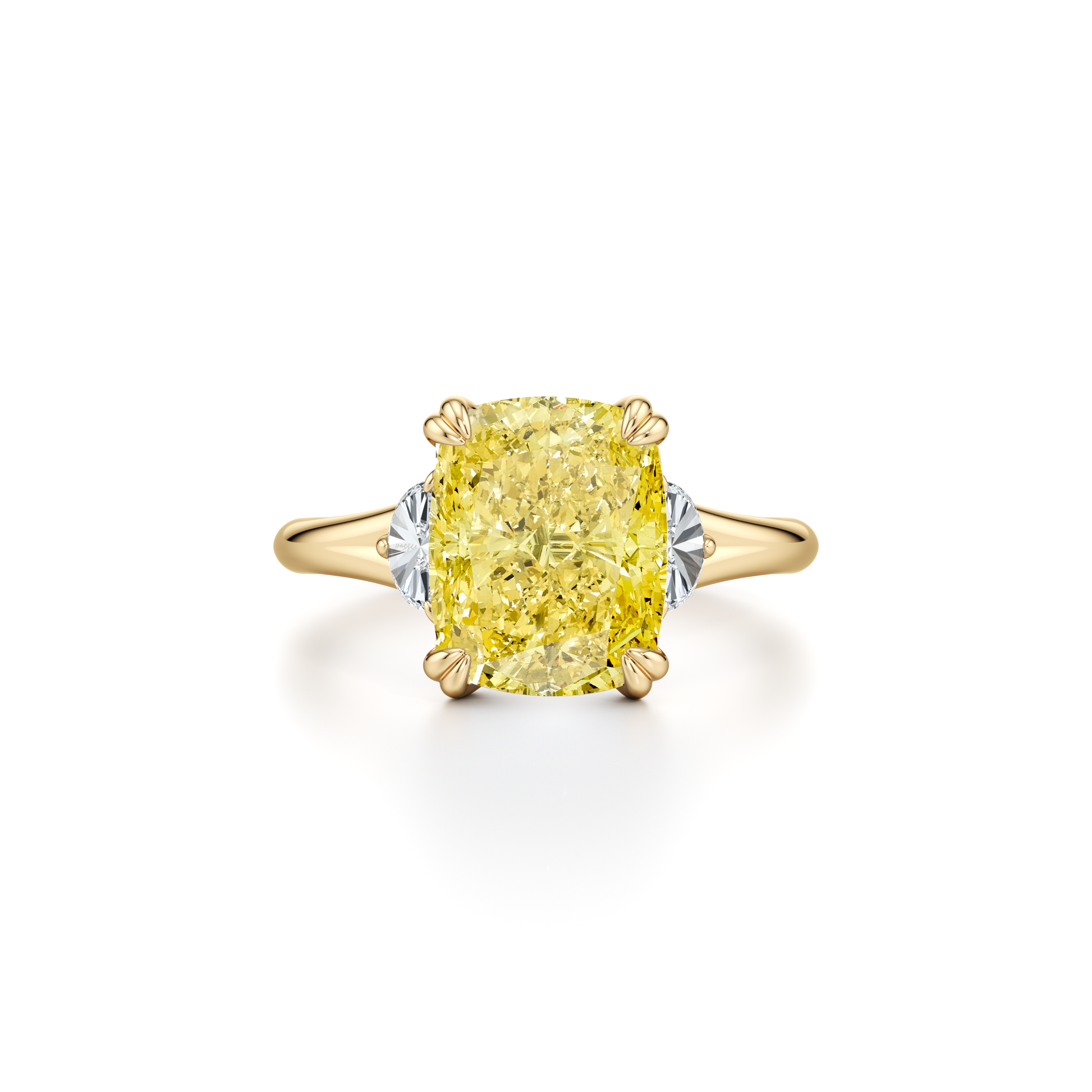 Jane Elongated Cushion Cut Yellow Diamond Three Stone Engagement Ring | Saviera Jewels