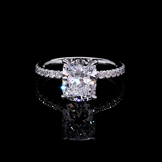 Audrey Elongated Cushion Solitaire Lab Diamond Engagement Ring | Saviera Jewels