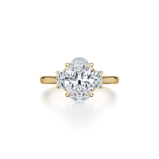 Chelsea Oval Three Stone Lab Diamond Engagement Ring | Saviera Jewels
