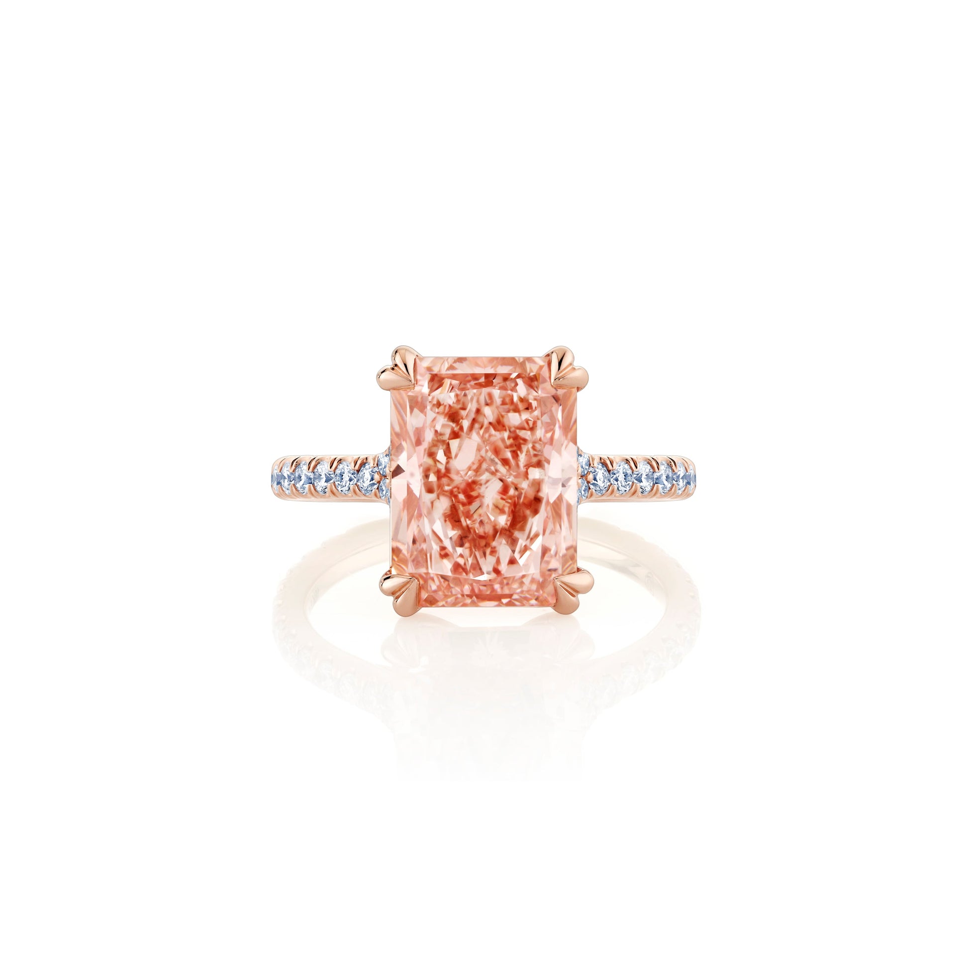 Elle Radiant Solitaire Lab Pink Diamond Engagement Ring | Saviera Jewels