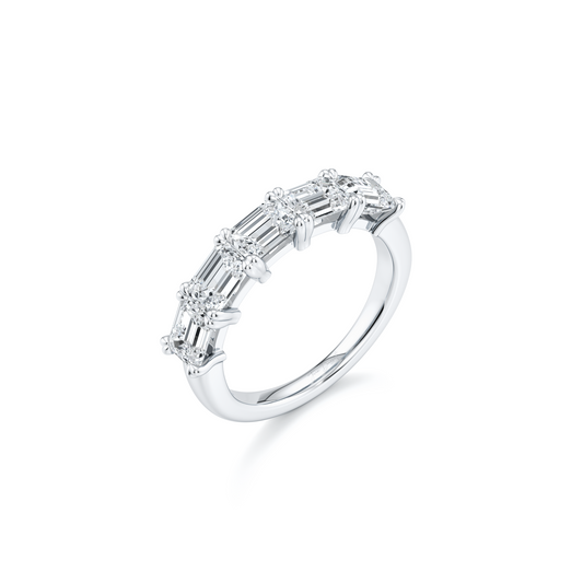 Elle 5-Stone East-West Emerald Lab Diamond Band | Saviera Jewels