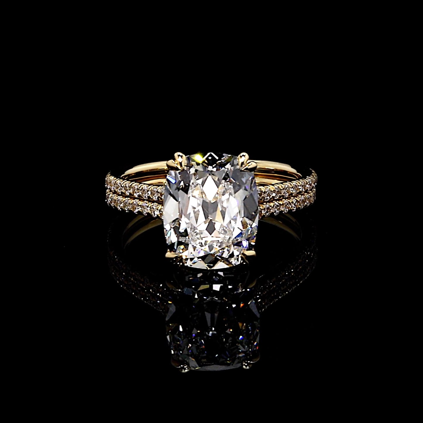 Elle East-West Antique Cushion Solitaire Lab Diamond Engagement Ring - view 8