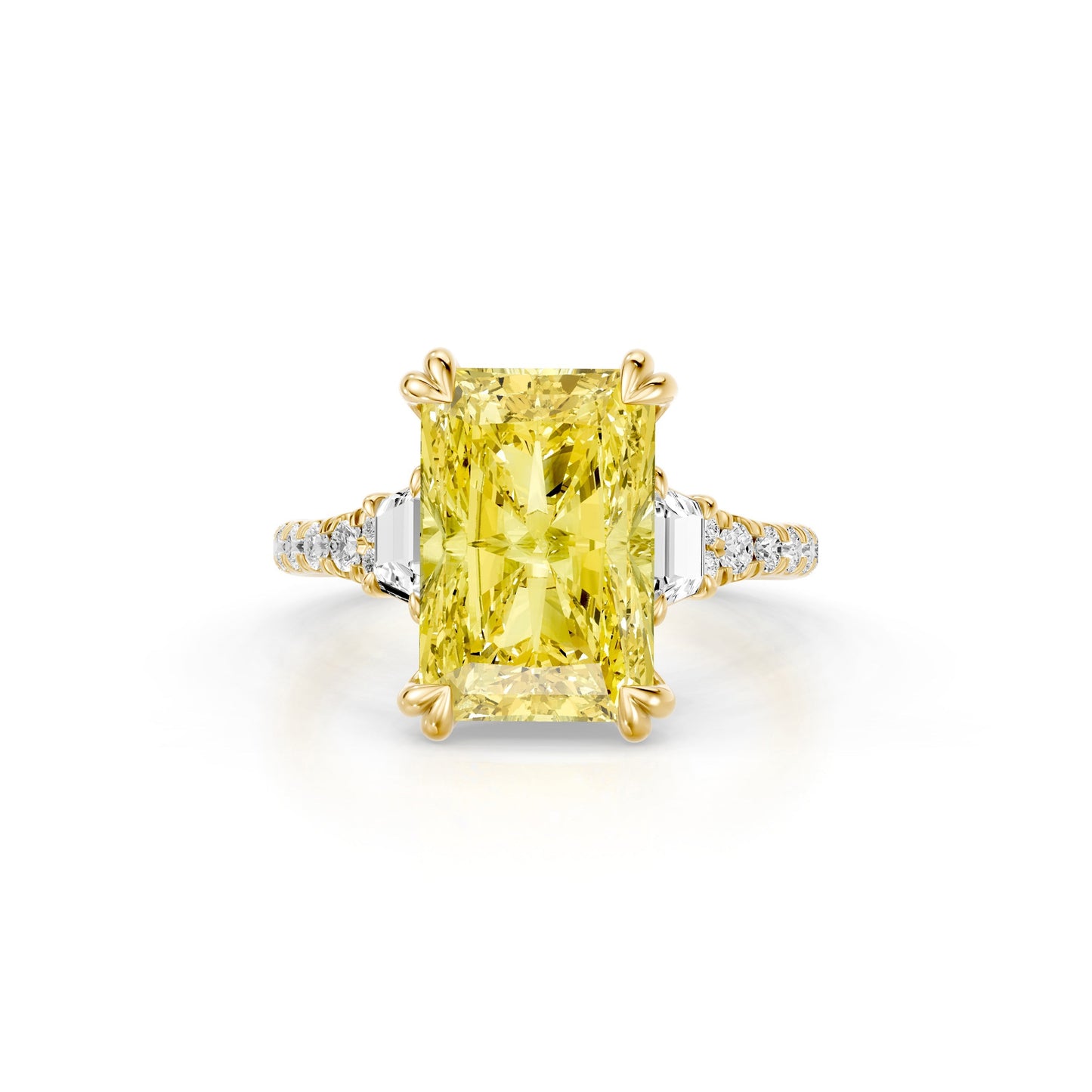 High Jewelry | Jane Radiant Yellow Diamond Three Stone Engagement Ring | Saviera Jewels