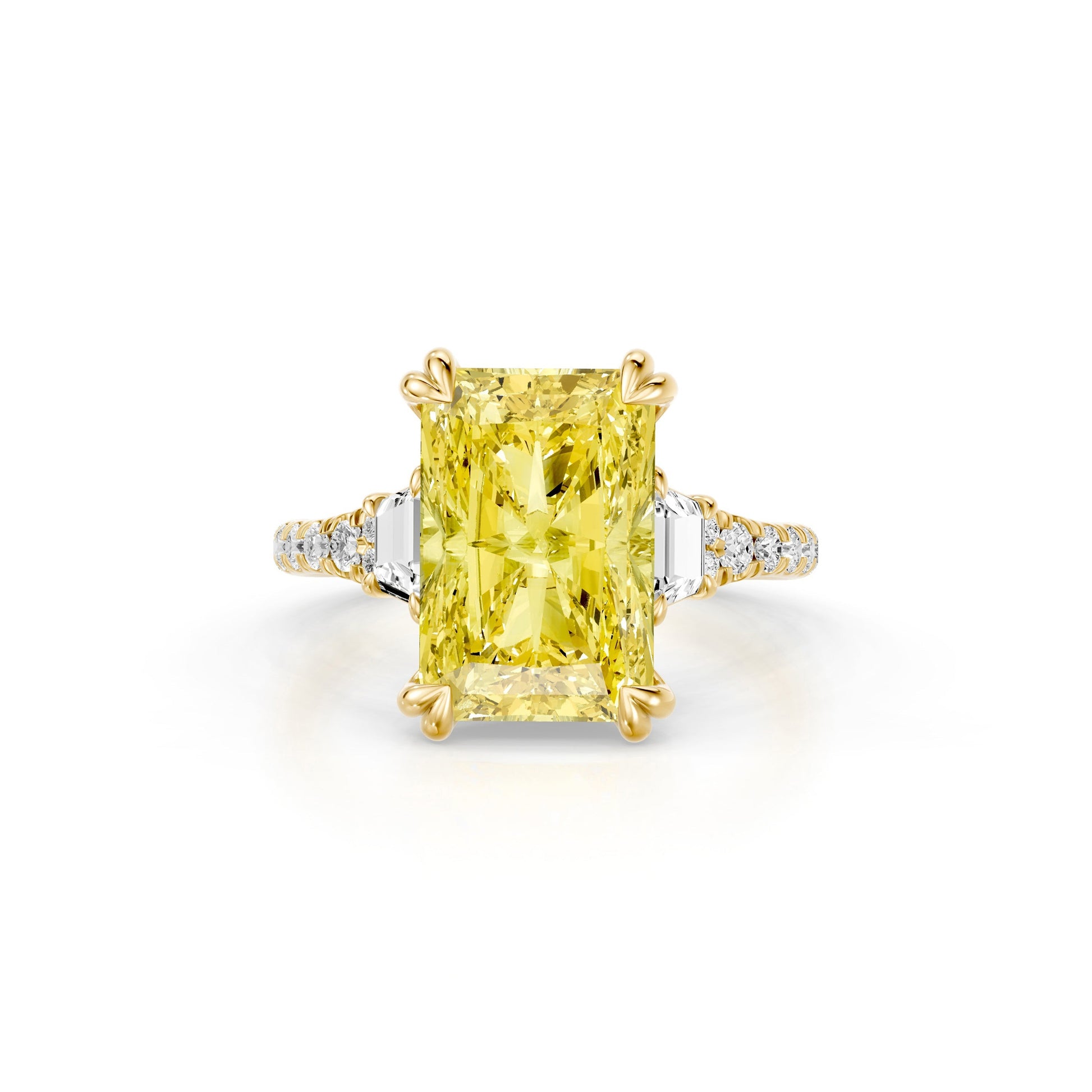 High Jewelry | Jane Radiant Yellow Diamond Three Stone Engagement Ring | Saviera Jewels