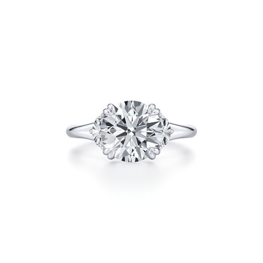 Jane Half Moon Oval Three Stone Lab Diamond Engagement Ring | Saviera Jewels