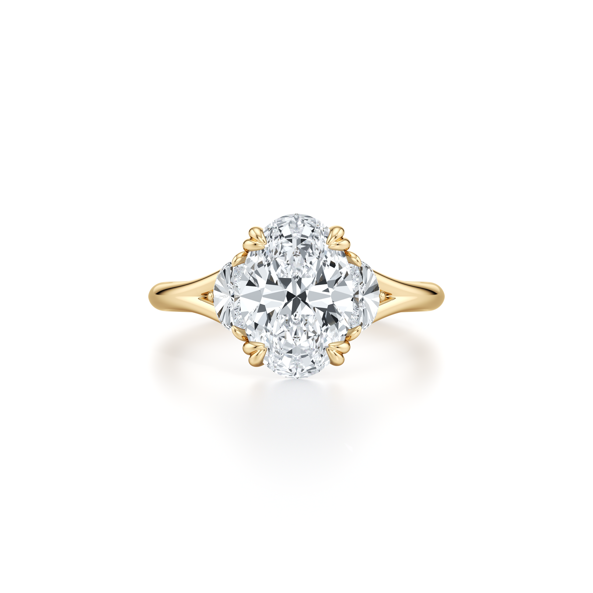 Jane Oval Cut Lab Yellow Diamond Three Stone Engagement Ring - view 2