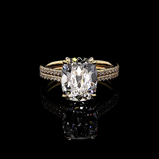 Elle Antique Cushion Solitaire Lab Diamond Engagement Ring | Saviera Jewels