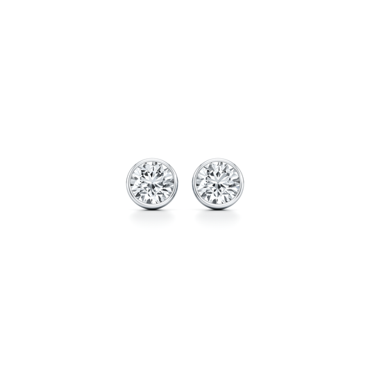 Bezel Set Lab Diamond Round Brilliant Studs | Saviera Jewels