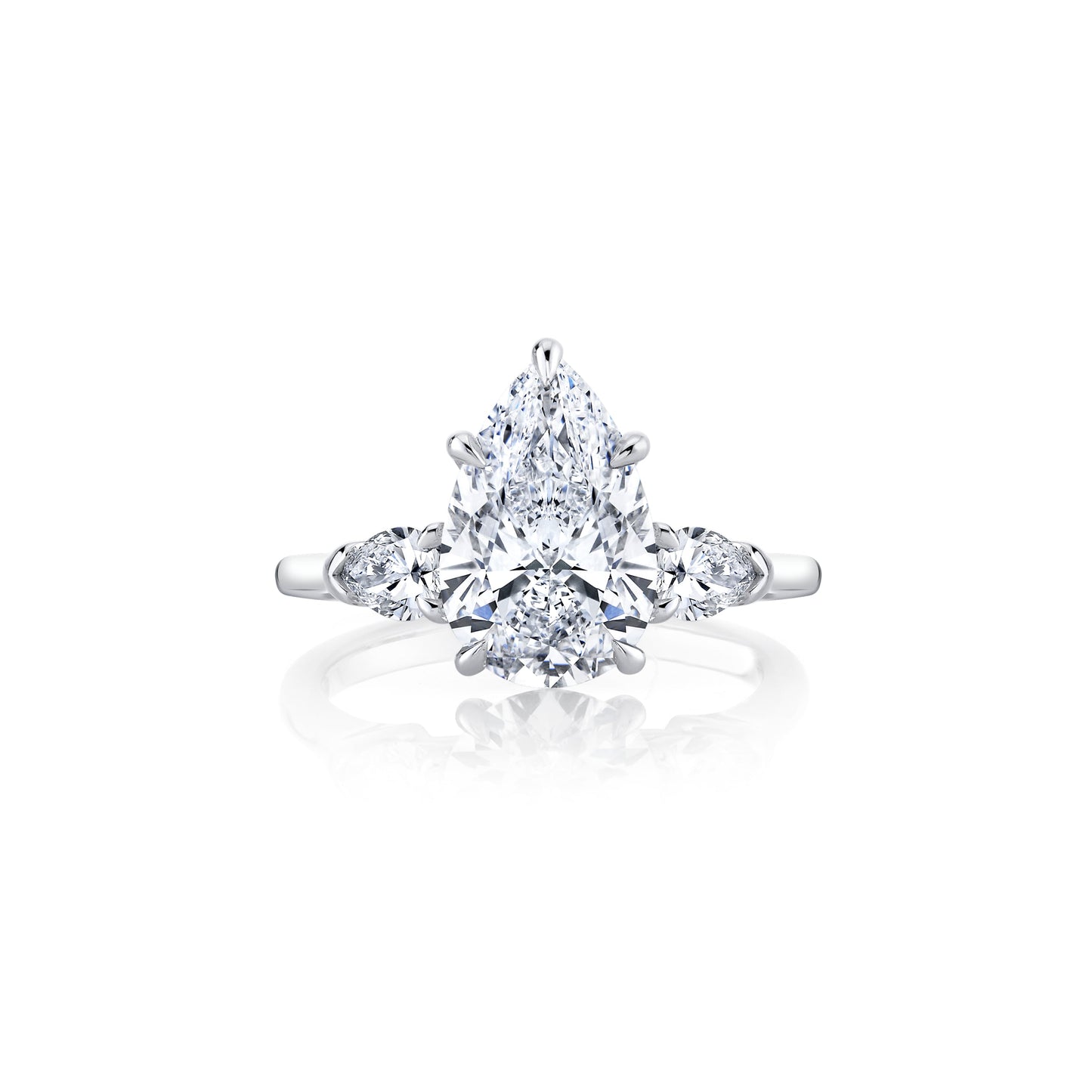 Chelsea Pear Pear Three Stone Lab Diamond Engagement Ring | Saviera Jewels