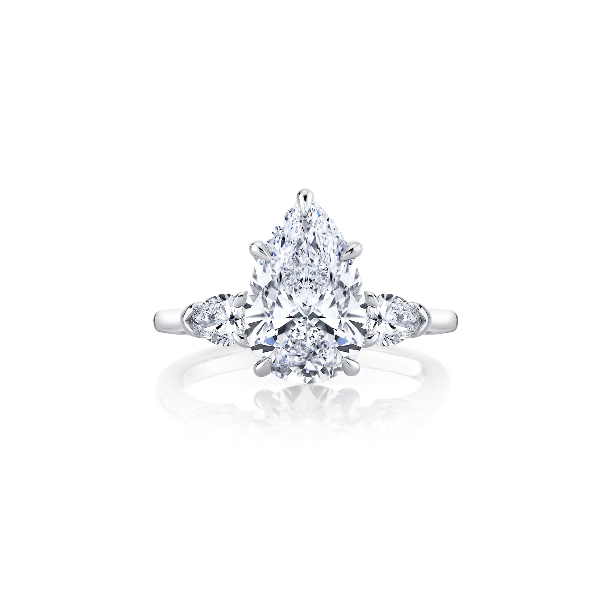 Chelsea Pear Pear Three Stone Lab Diamond Engagement Ring | Saviera Jewels