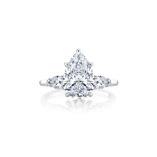Chelsea Pear Pear Three Stone Lab Diamond Engagement Ring | Saviera Jewels