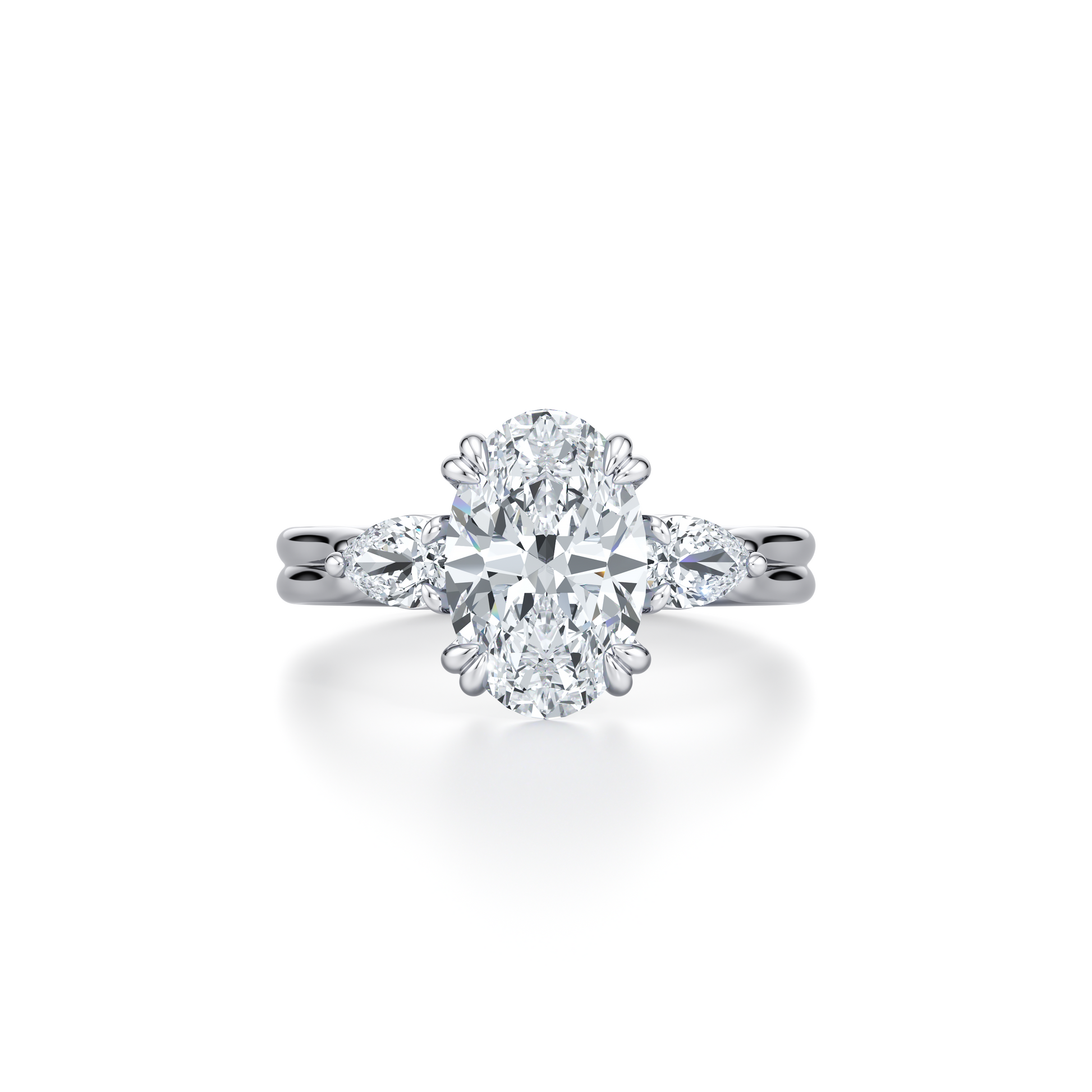 Elle Trapezoid Pear Three Stone Double Lab Diamond Engagement Ring | Saviera Jewels