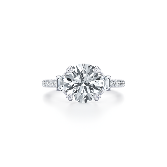 Elle Trapezoid Oval Three Stone Lab Diamond Engagement Ring | Saviera Jewels