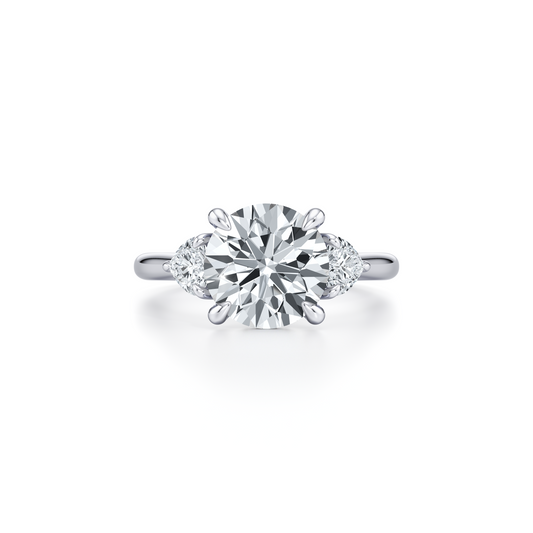 Chelsea Heart Emerald Three Stone Lab Diamond Engagement Ring | Saviera Jewels
