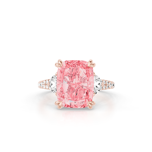 High Jewelry | Jane Cushion Pink Diamond Three Stone Engagement Ring | Saviera Jewels