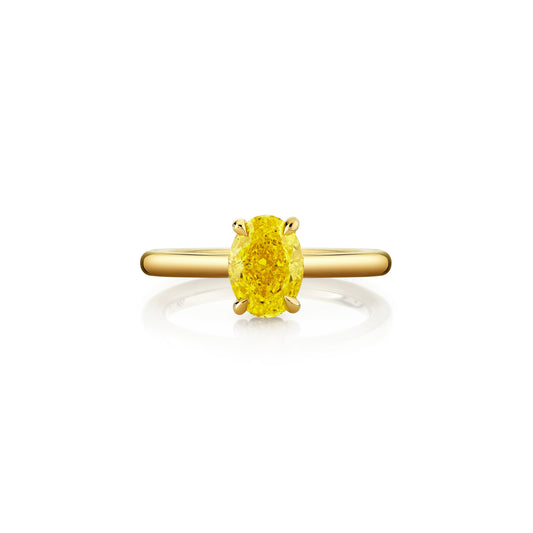 Audrey Oval Solitaire Lab Yellow Diamond Engagement Ring | Saviera Jewels