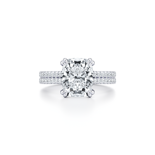 Elle Bezel Antique Cushion Solitaire Lab Diamond Engagement Ring | Saviera Jewels