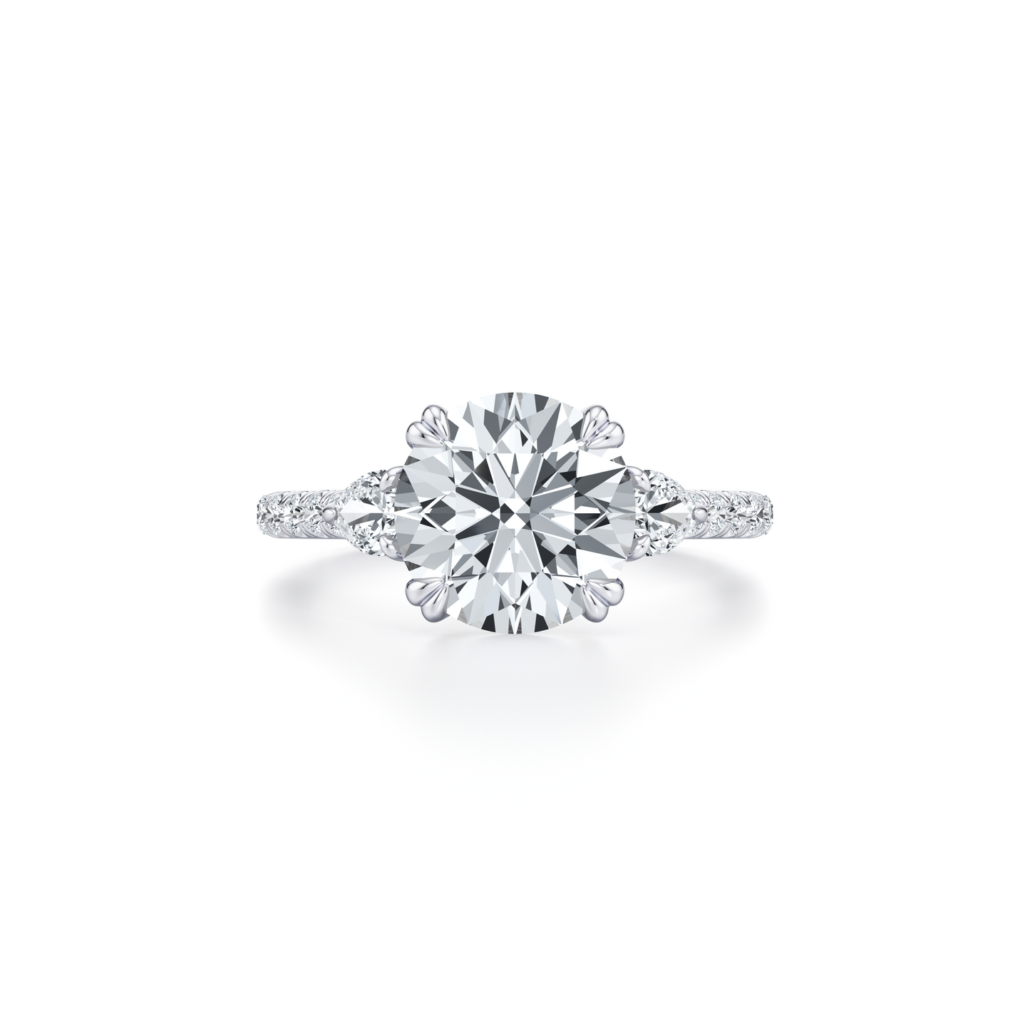 Elle Pear Cushion Three Stone Lab Diamond Engagement Ring | Saviera Jewels
