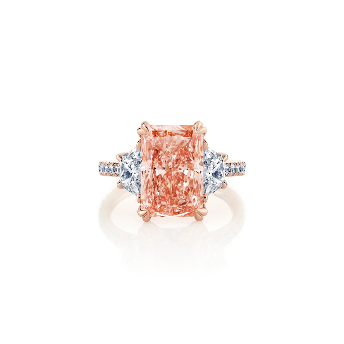 High Jewelry | Elle Radiant Yellow Diamond Three Stone Lab Diamond Engagement Ring - view 6