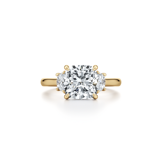 Chelsea Antique Cushion Cut Three Stone Engagement Ring | Saviera Jewels