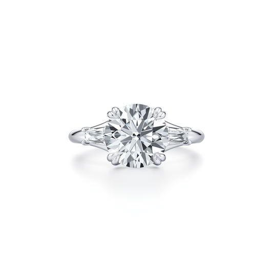 Jane Tapered Baguette Emerald Three Stone Lab Diamond Engagement Ring | Saviera Jewels