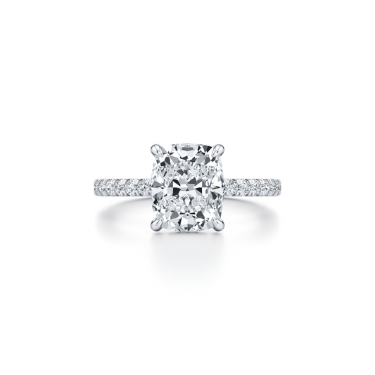 Audrey Bezel Antique Cushion Solitaire Lab Diamond Engagement Ring | Saviera Jewels
