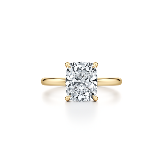 Audrey Antique Cushion Shape Solitaire Lab Diamond Engagement Ring | Saviera Jewels