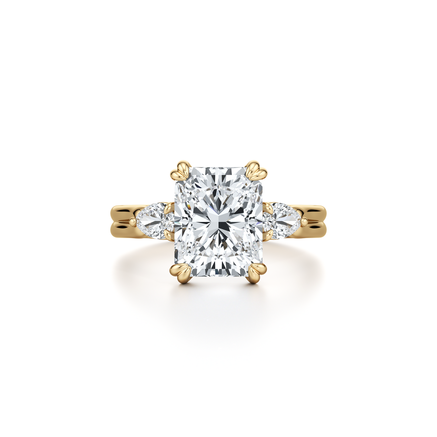 Elle Radiant Lab Yellow Diamond Three Stone Engagement Ring - view 11