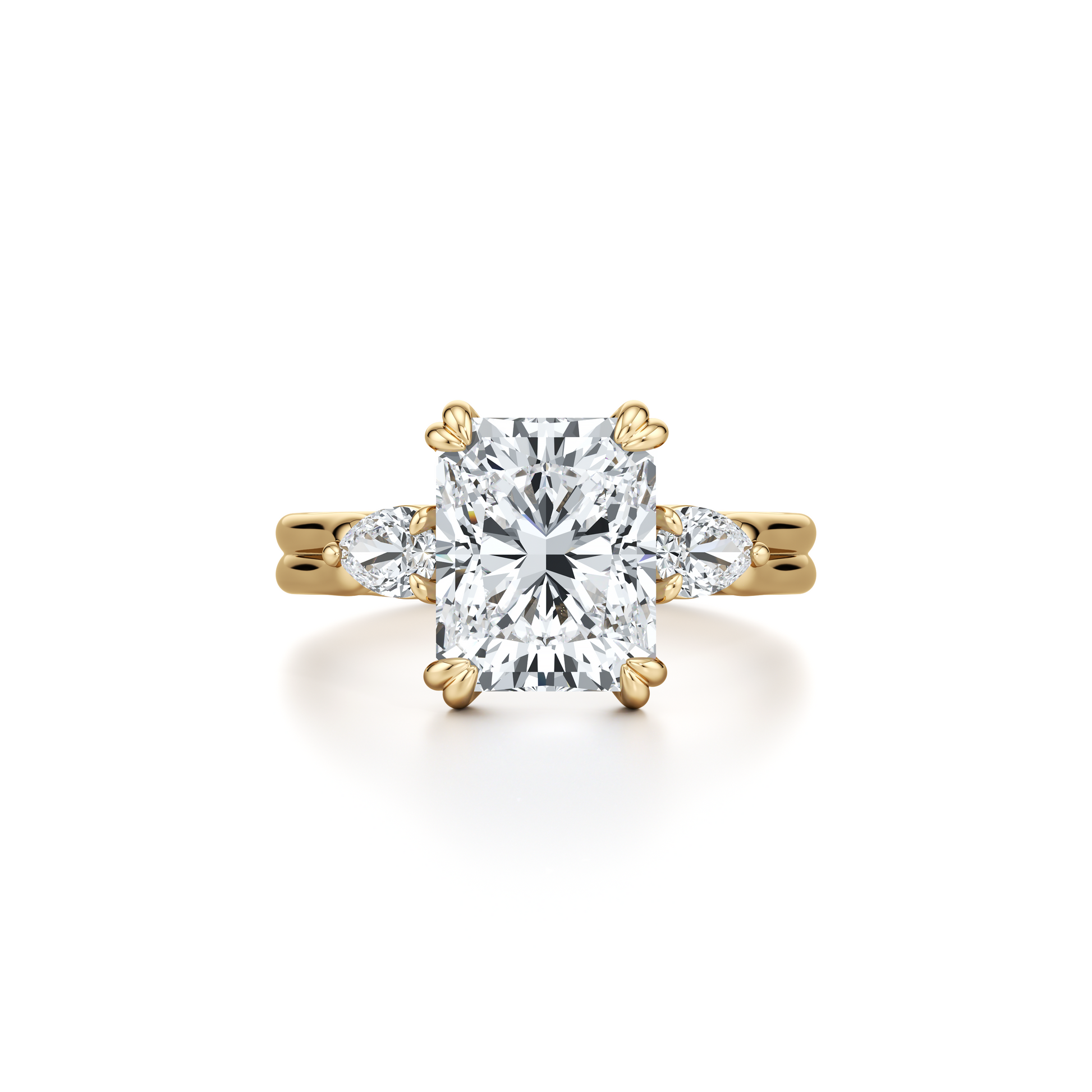 Elle Radiant Lab Yellow Diamond Three Stone Engagement Ring - view 11