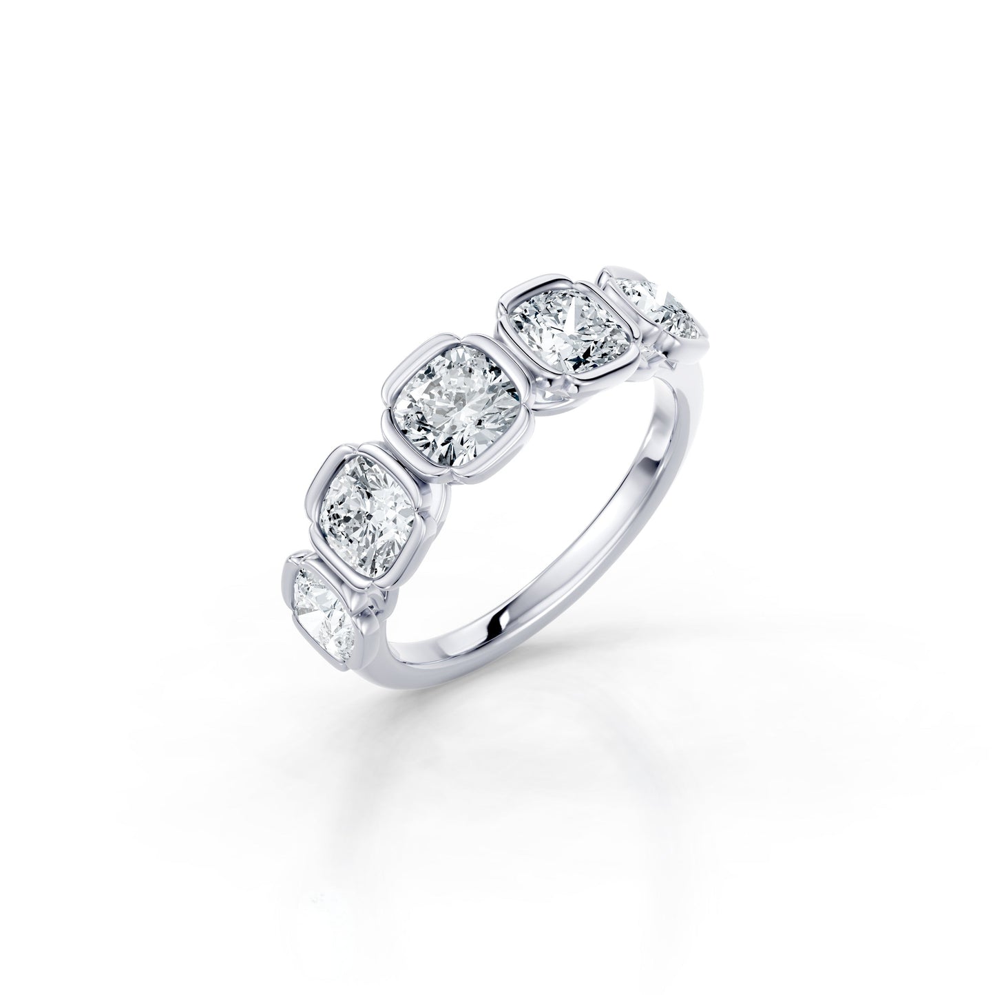 Doree 5-Stone Lab Diamond Cushion Band | Saviera Jewels