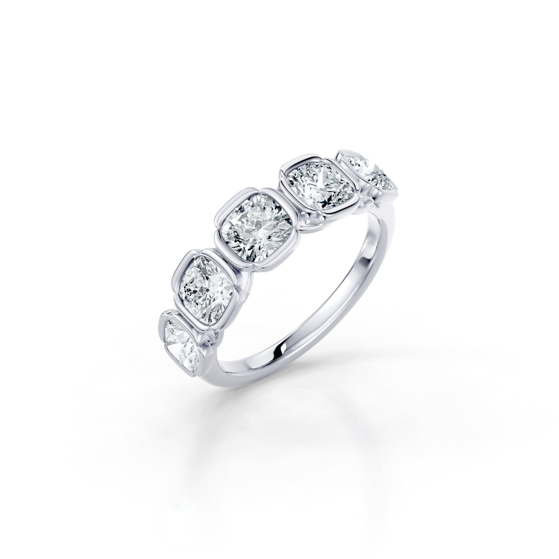 Doree 5-Stone Lab Diamond Cushion Band | Saviera Jewels